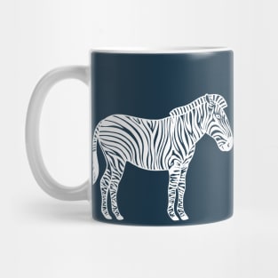 Zebras in Love - African animals ink art design - on blue Mug